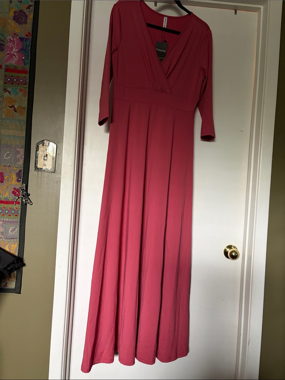 Maxi Wrap-Style breast Dress in Dusty Rose by poseshe